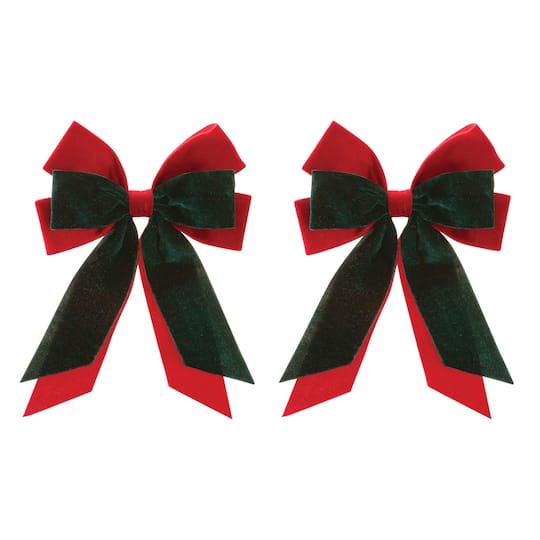 Melrose Red & Green Velvet Double Bows